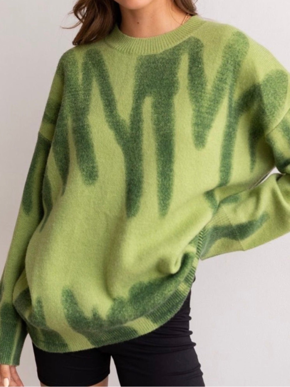 Le Lis Oversized Abstract Crewneck Soft Cozy Sweater Large